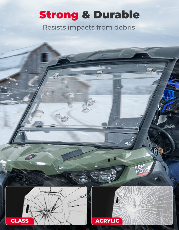 3-in-1 Flip Scratch-Resistant Windshield for Can-Am Defender & Defender Max HD5/HD8/HD10