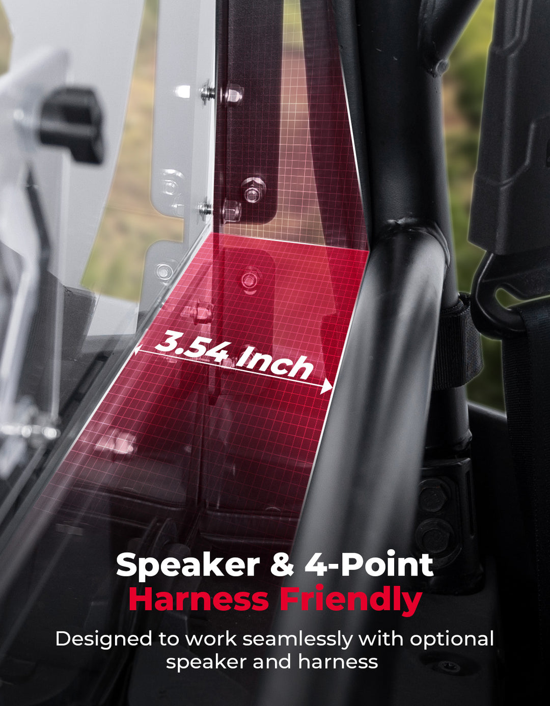 UTV Sliding Vented Clear Rear Windshield for 2024+ Polaris RZR XP 1000 / RZR XP4 1000