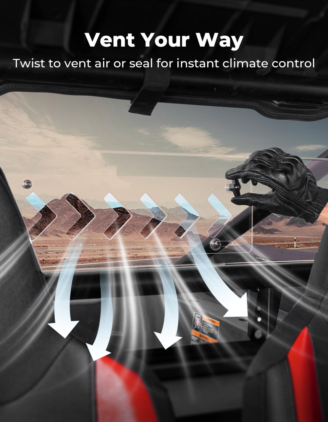 UTV Sliding Vented Tinted Rear Windshield for 2024+ Polaris RZR XP 1000 / RZR XP4 1000