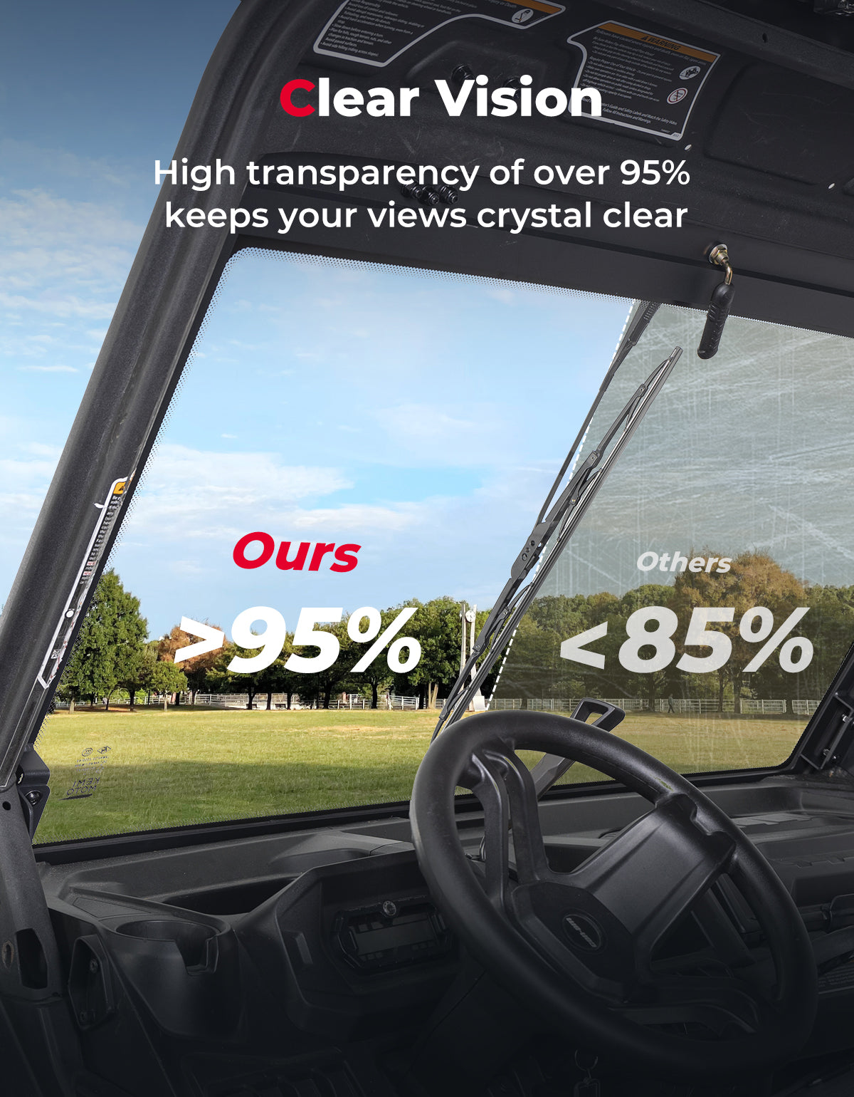 Can-Am Defender Glass Windshield with Manual Wipers (2016–2026) - Kemimoto