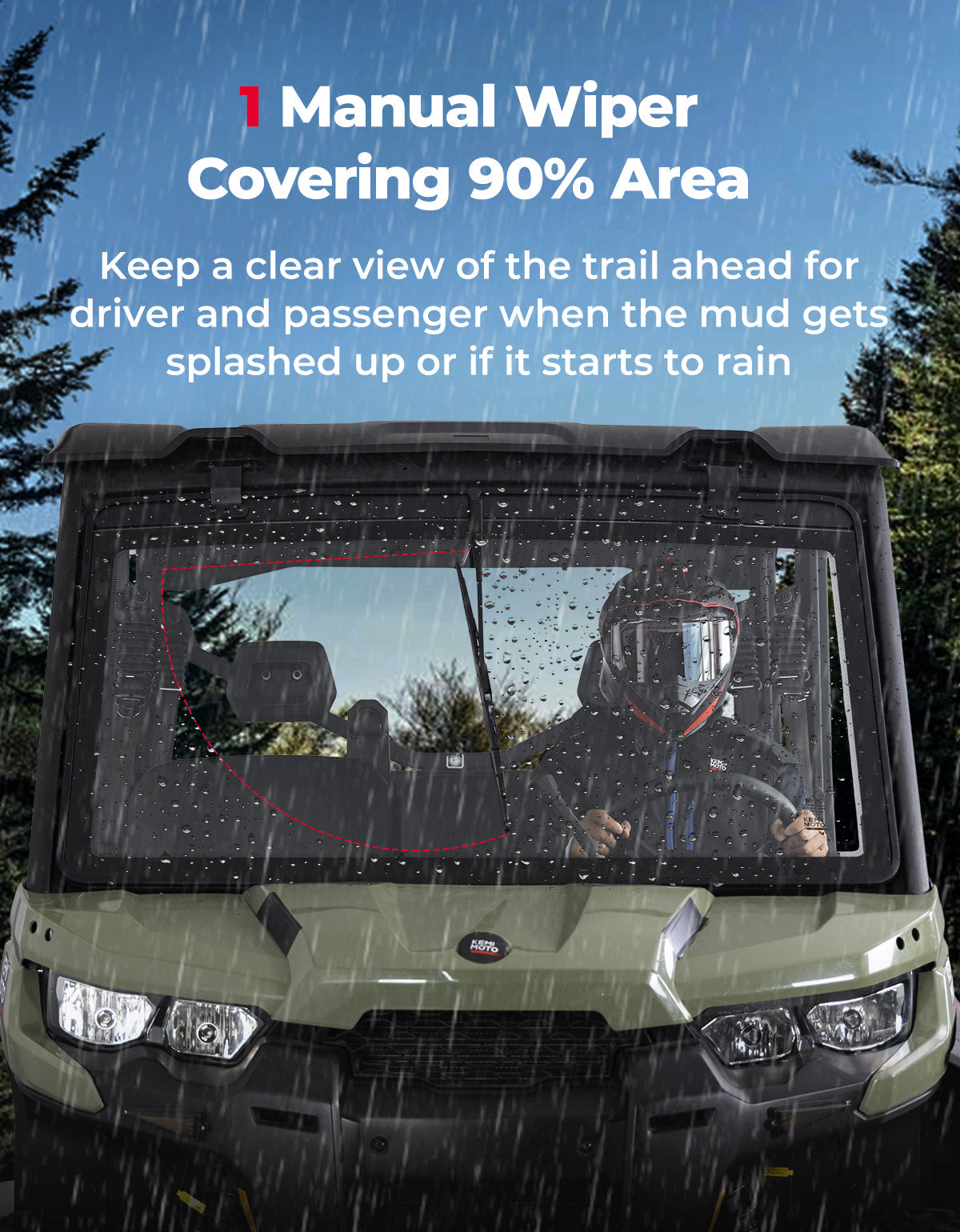 Can-Am Defender Glass Windshield with Manual Wipers (2016–2026) - Kemimoto
