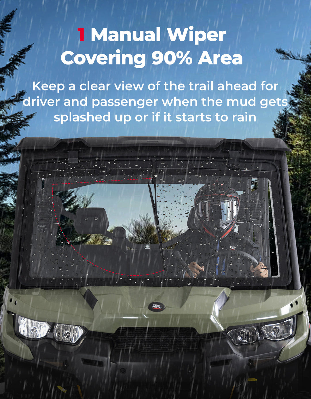 Can-Am Defender Glass Windshield with Manual Wipers (2016–2026) - Kemimoto