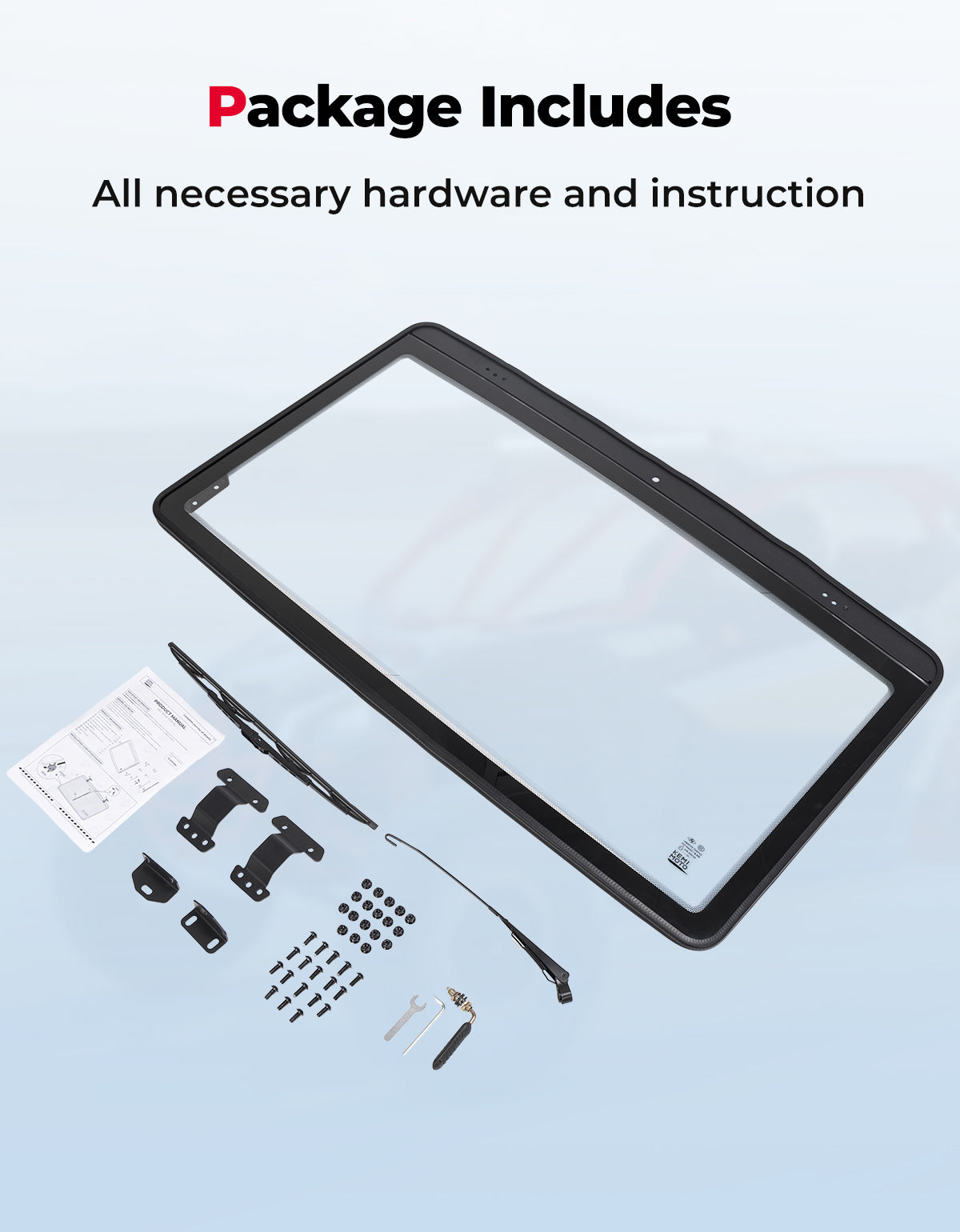 Can-Am Defender Glass Windshield with Manual Wipers (2016–2026) - Kemimoto