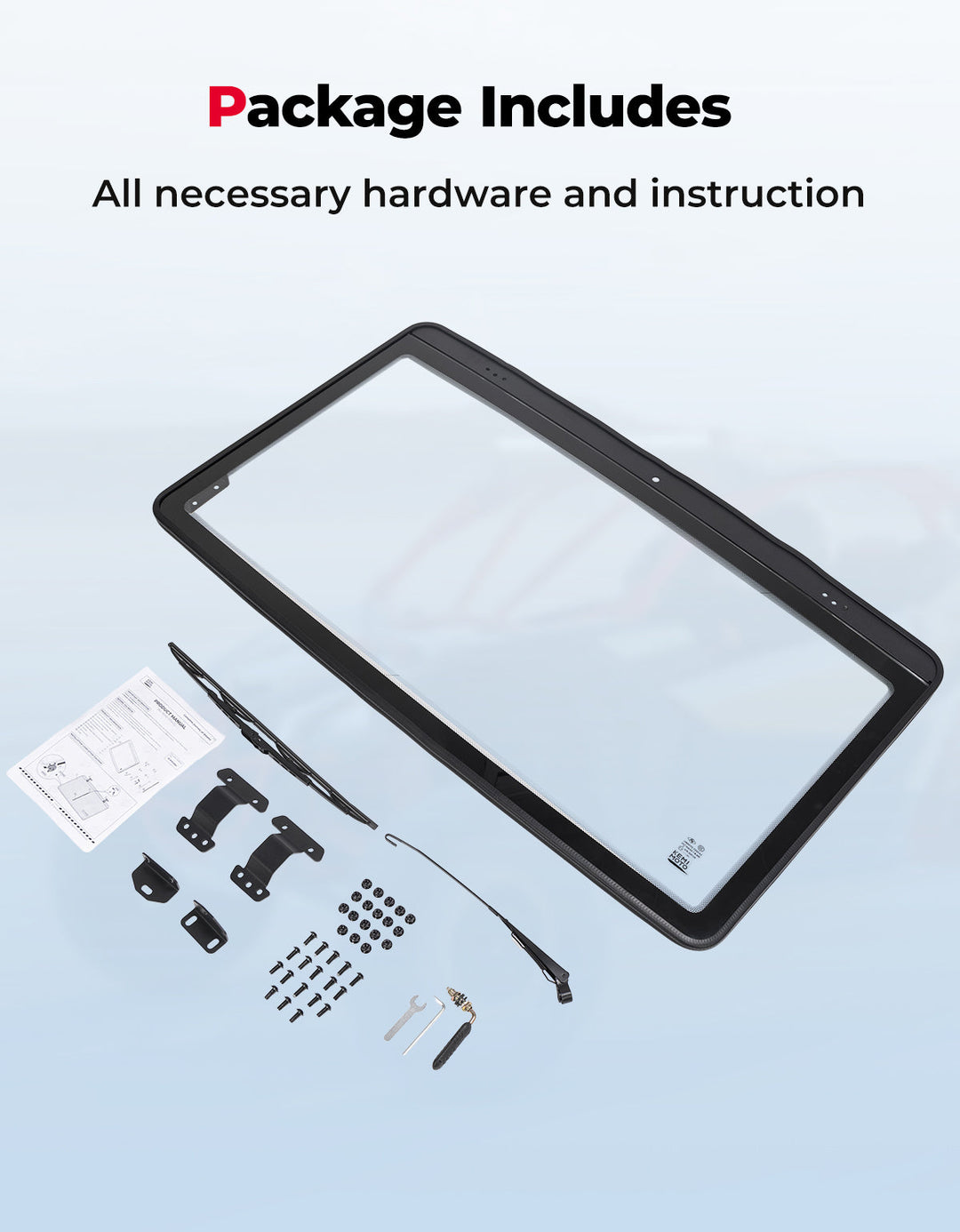 Can-Am Defender Glass Windshield with Manual Wipers (2016–2026) - Kemimoto