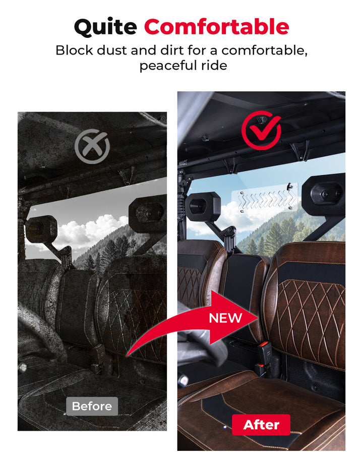 2-in-1 Vented Rear Windshield for CFMOTO UFORCE U10 Pro|XL