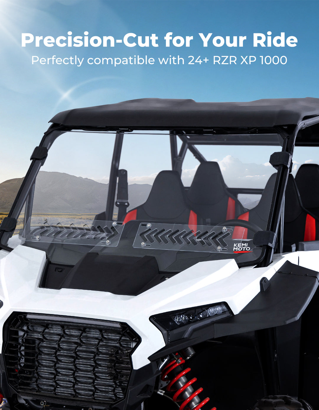 2-IN-1 Vented Windshield Pre-Installed Rubber Strip for 2024+ Polaris RZR XP 1000 / RZR XP 4 1000