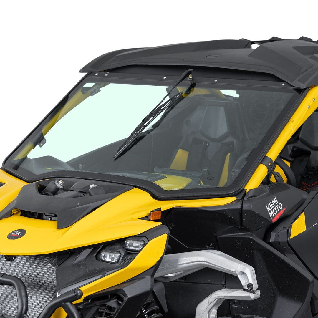 DOT Approved Full Glass Windshield for Can-Am Maverick R / RS / Max 2024–2026 with Wiper - Kemimoto