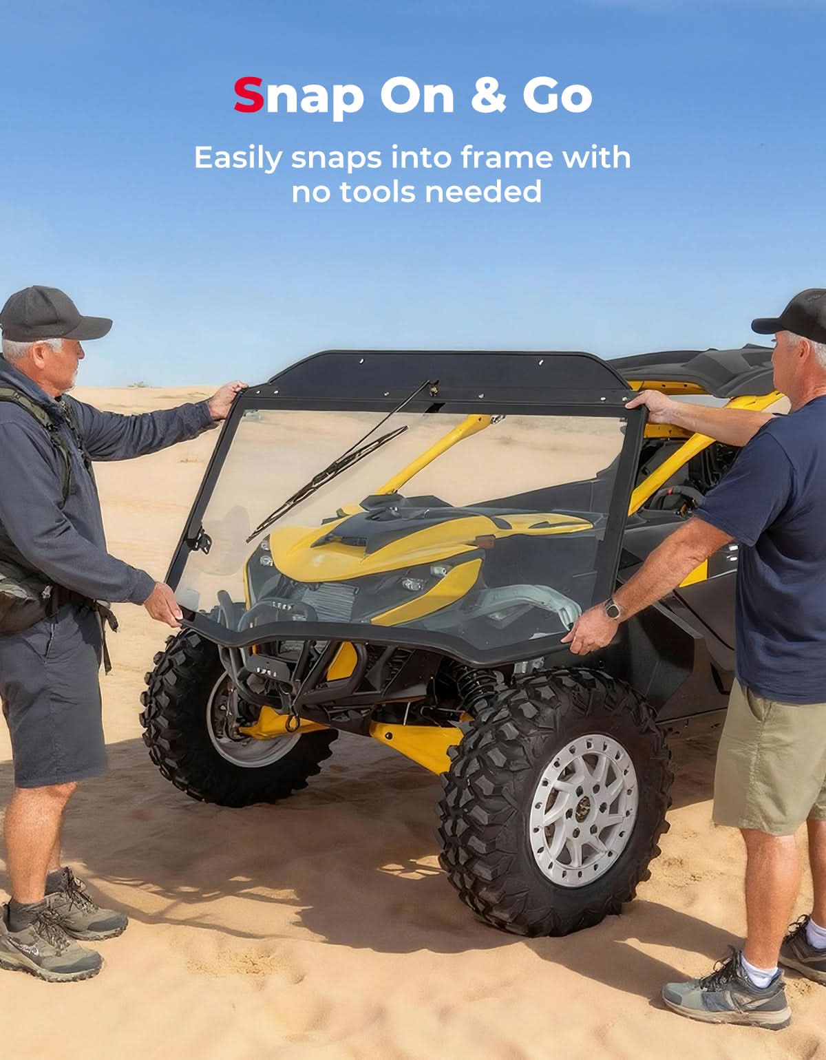 DOT Approved Full Glass Windshield for Can-Am Maverick R / RS / Max 2024–2026 with Wiper - Kemimoto