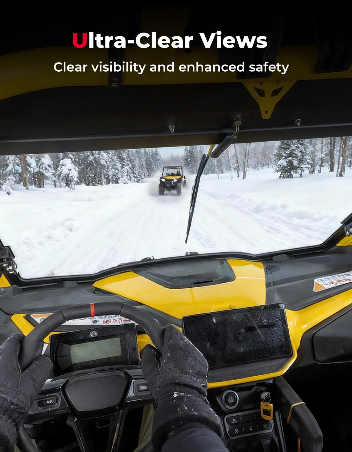 DOT Approved Full Glass Windshield for Can-Am Maverick R / RS / Max 2024–2026 with Wiper - Kemimoto