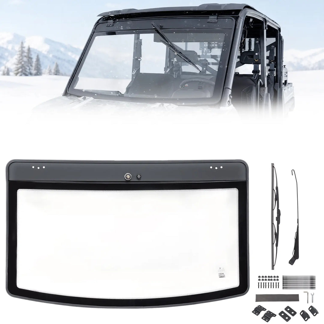 UTV 9/32" Glass Windshield with Trigger-Activated Electric Wiper for Polaris Ranger 1000 / XP 1000 / XP 900 & Crew 2013-2026