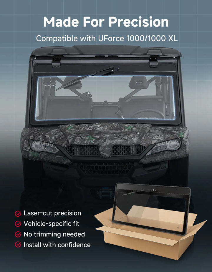 UTV 7mm Glass Windshield with Wipers  For CFMOTO UForce 1000/1000XL