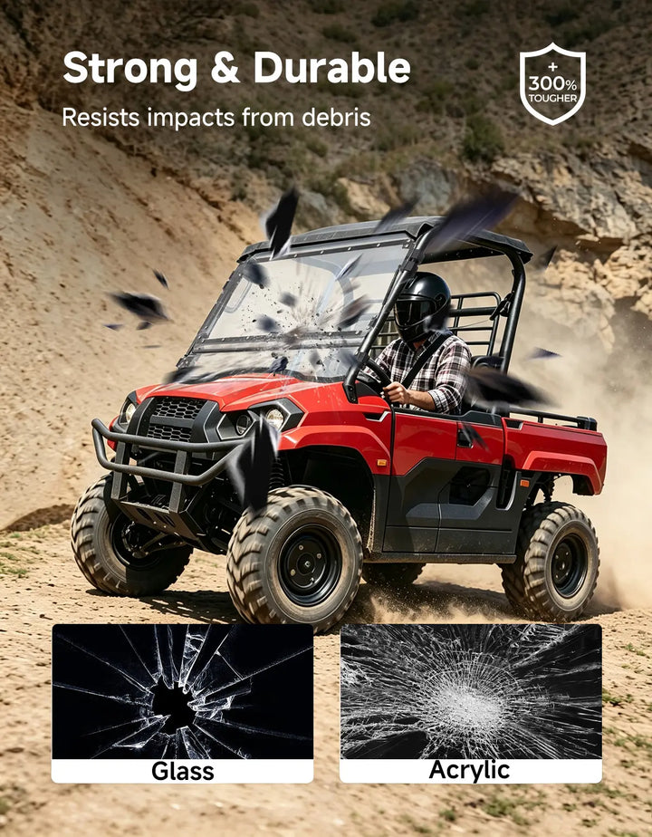 3-in-1 Flip Windshield For Kawasaki Mule PRO-MX 2019+