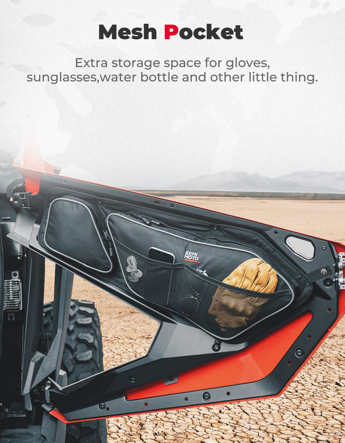 Front Door Bag with Removable Knee Pad for Polaris RZR PRO XP 2020-2023