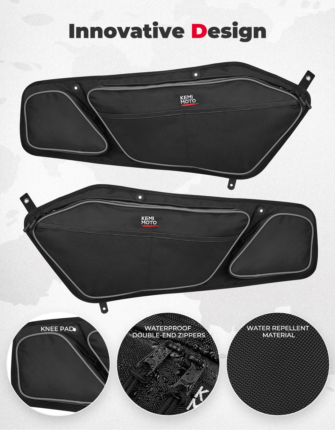 Front Door Bag with Removable Knee Pad for Polaris RZR PRO XP 2020-2023