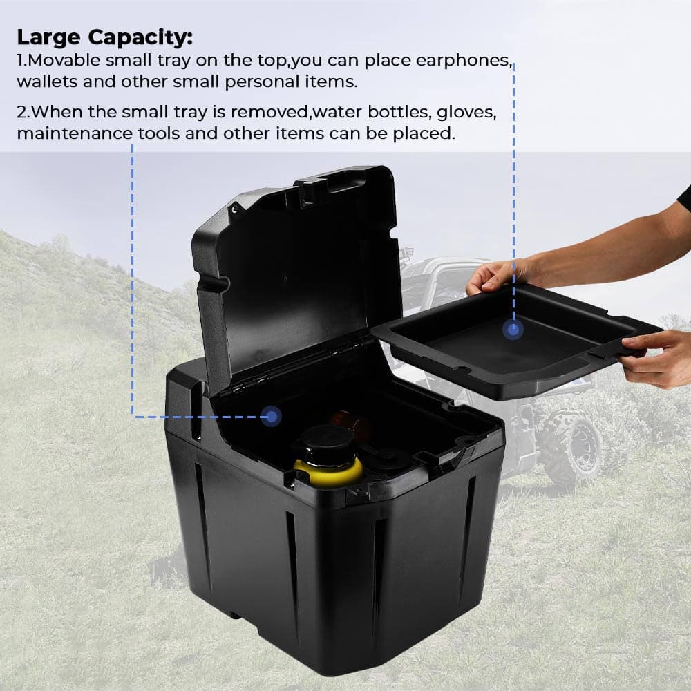 Polaris Ranger XP 1000 Adjustable Break Away Side Mirrors & Under Seat Storage Box - KEMIMOTO