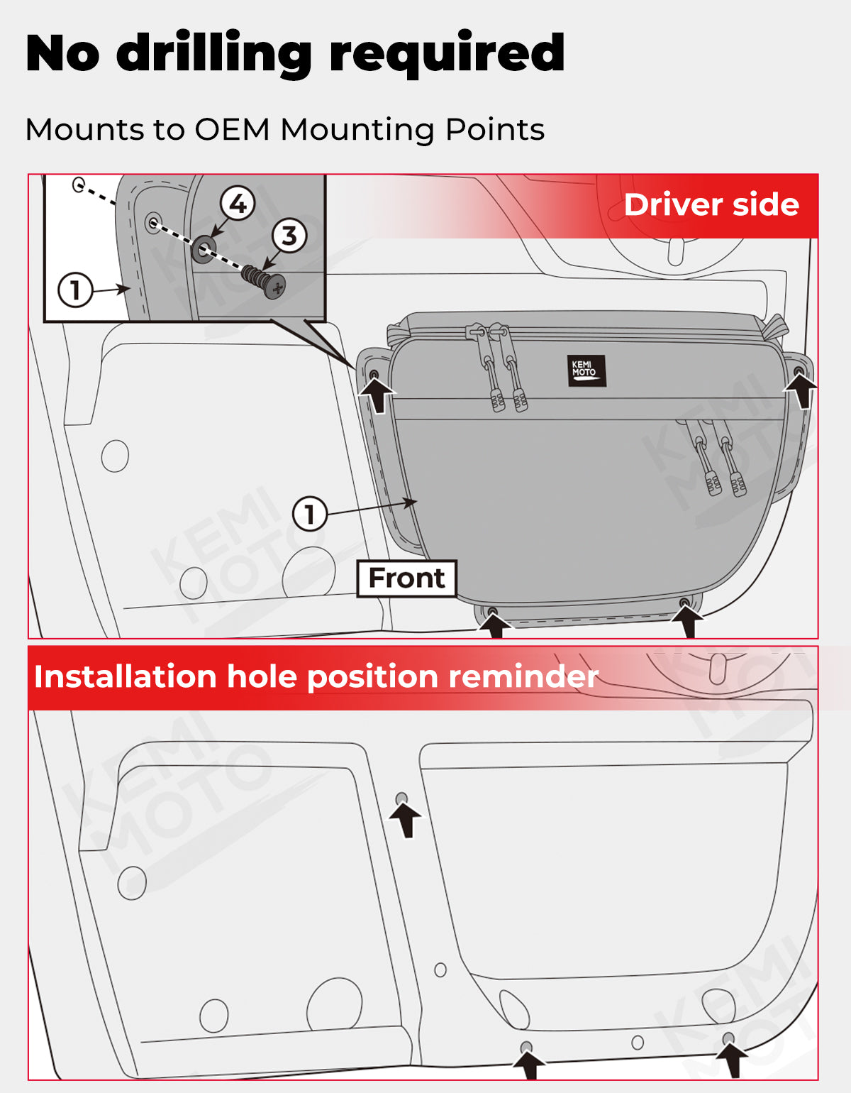 3.5L Door Storage Bags For Wolverine RMAX - Kemimoto