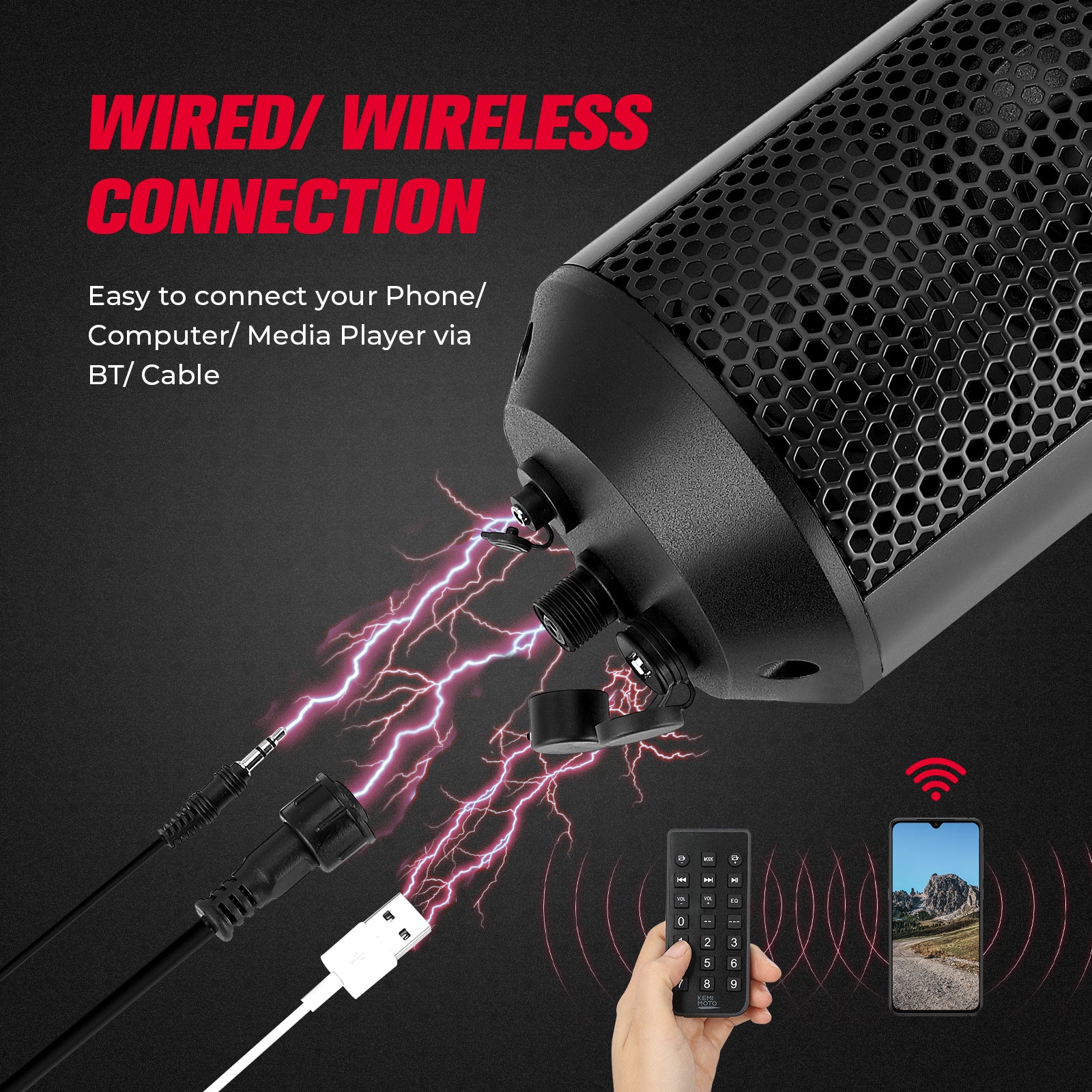 6 Speaker UTV Bluetooth Sound Bar for 1.56