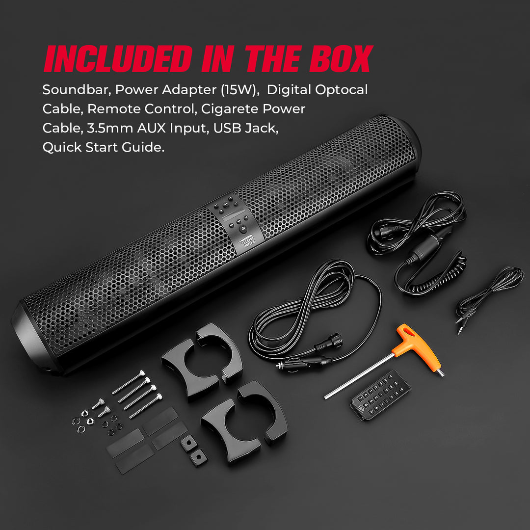 6 Speaker UTV Bluetooth Sound Bar for 1.56"-2.25" Roll Bar