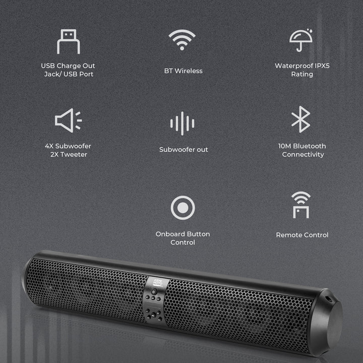 6 Speaker UTV Bluetooth Sound Bar for 1.56"-2.25" Roll Bar
