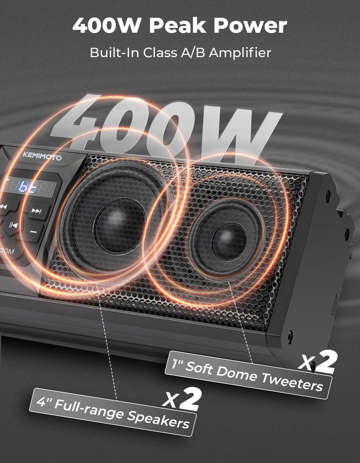 4 Speaker 16 Inch RGB Universal Sound Bar for 1.75''-2.25'' Roll Bar
