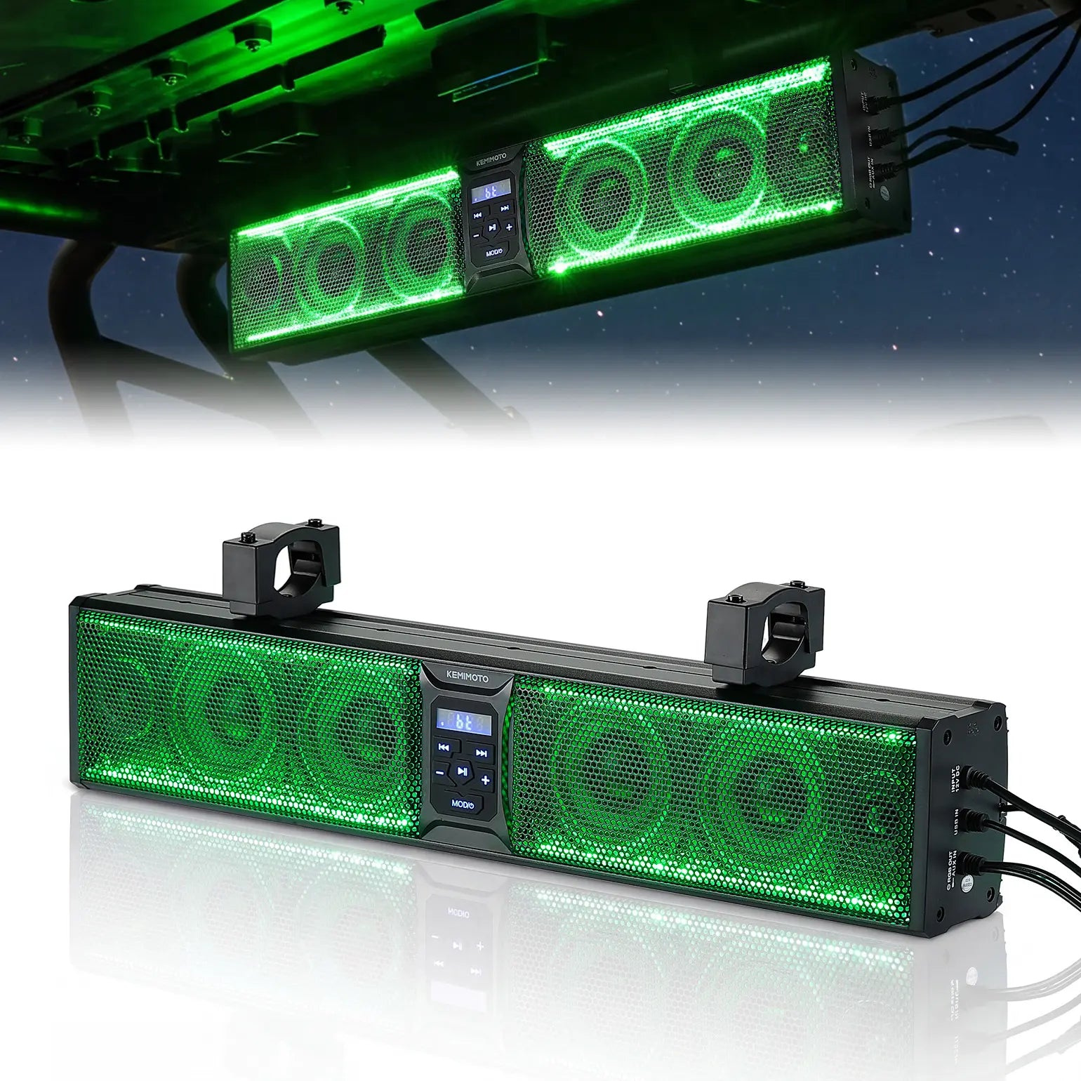 UTV Sound Bar RGB 25'' Bluetooth Multicolor Lights 500W Amplifier 1.25''-2'' Roll Bar