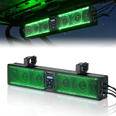 UTV Sound Bar RGB 25'' Bluetooth Multicolor Lights 500W Amplifier 1.25''-2'' Roll Bar