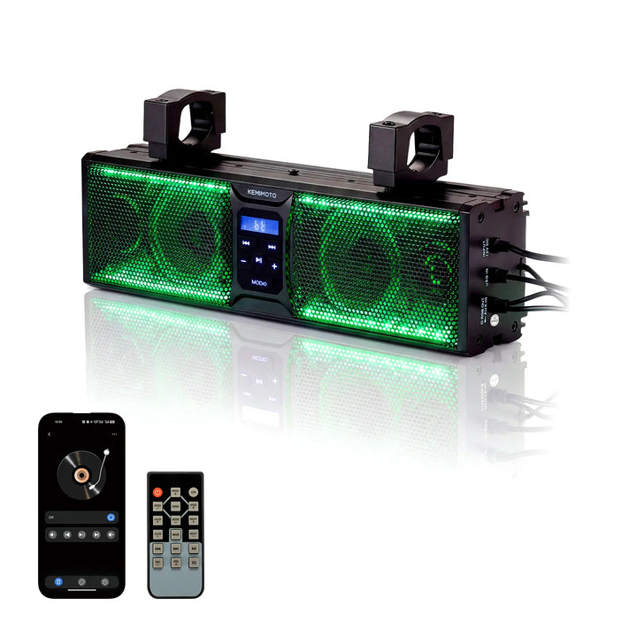 4 Speaker 16 Inch RGB Universal Sound Bar for 1.75''-2.25'' Roll Bar