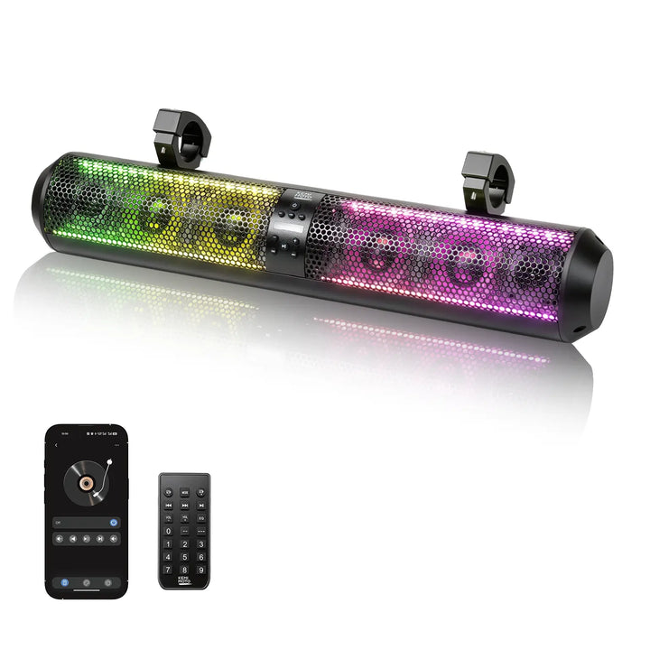 RGB UTV Soundbar, 28 Inch SXS Speaker for 1.56"- 2.25" Roll Cage