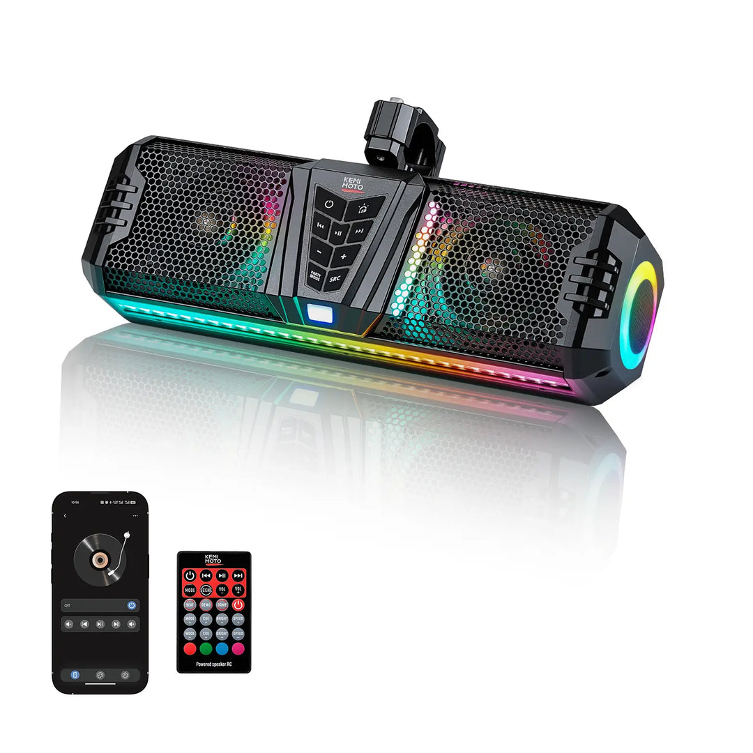 KEMIMOTO Midnight 40 16'' RGB Bluetooth Sound Bar for UTV Golf Cart Marine Boat