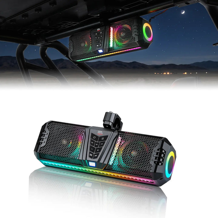 KEMIMOTO Midnight 40 16'' RGB Bluetooth Sound Bar for UTV Golf Cart Marine Boat