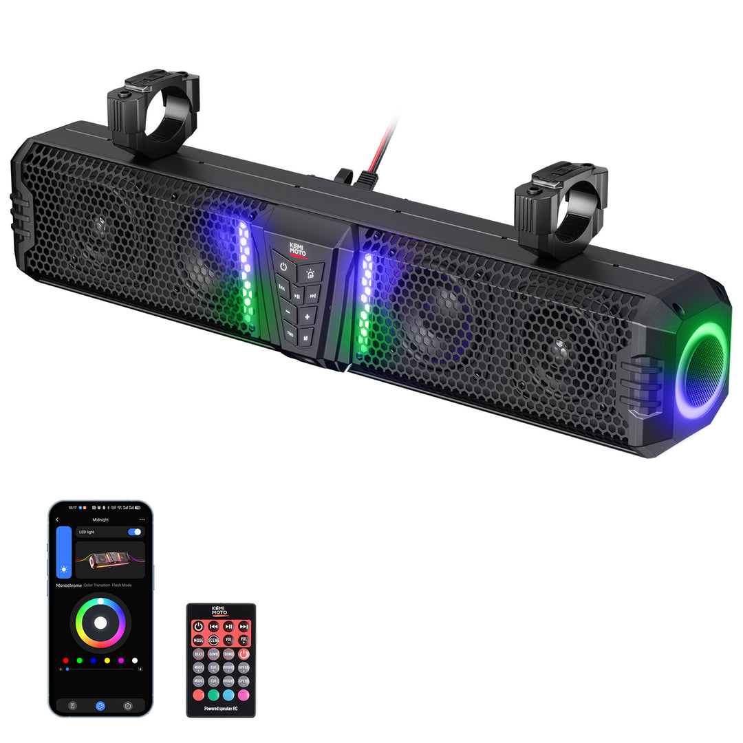 KEMIMOTO Midnight 60 26" 4-Speaker UTV Bluetooth Sound Bar w/RGB Lighting