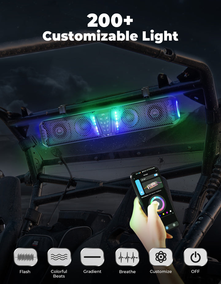 KEMIMOTO Midnight 60 26" 4-Speaker UTV Bluetooth Sound Bar w/RGB Lighting