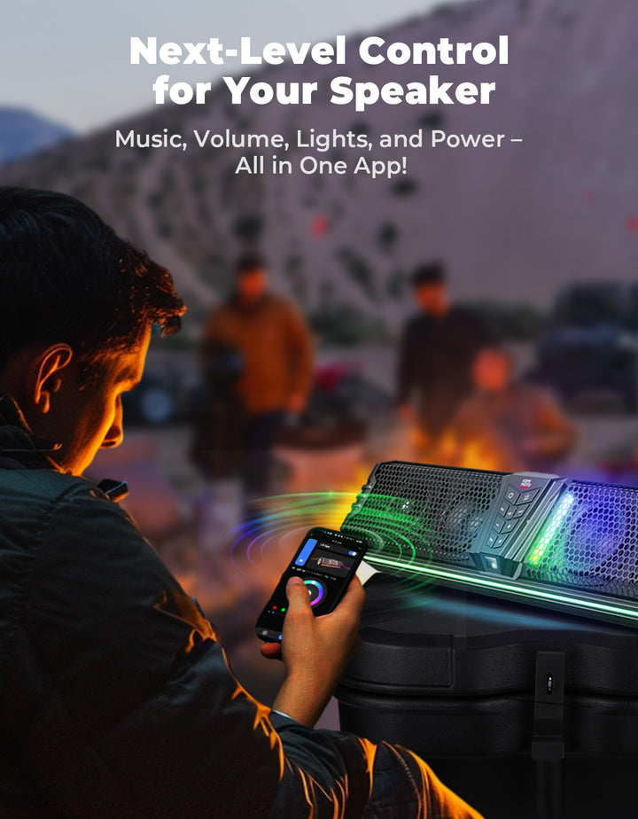 KEMIMOTO Midnight 60 26" 4-Speaker UTV Bluetooth Sound Bar w/RGB Lighting