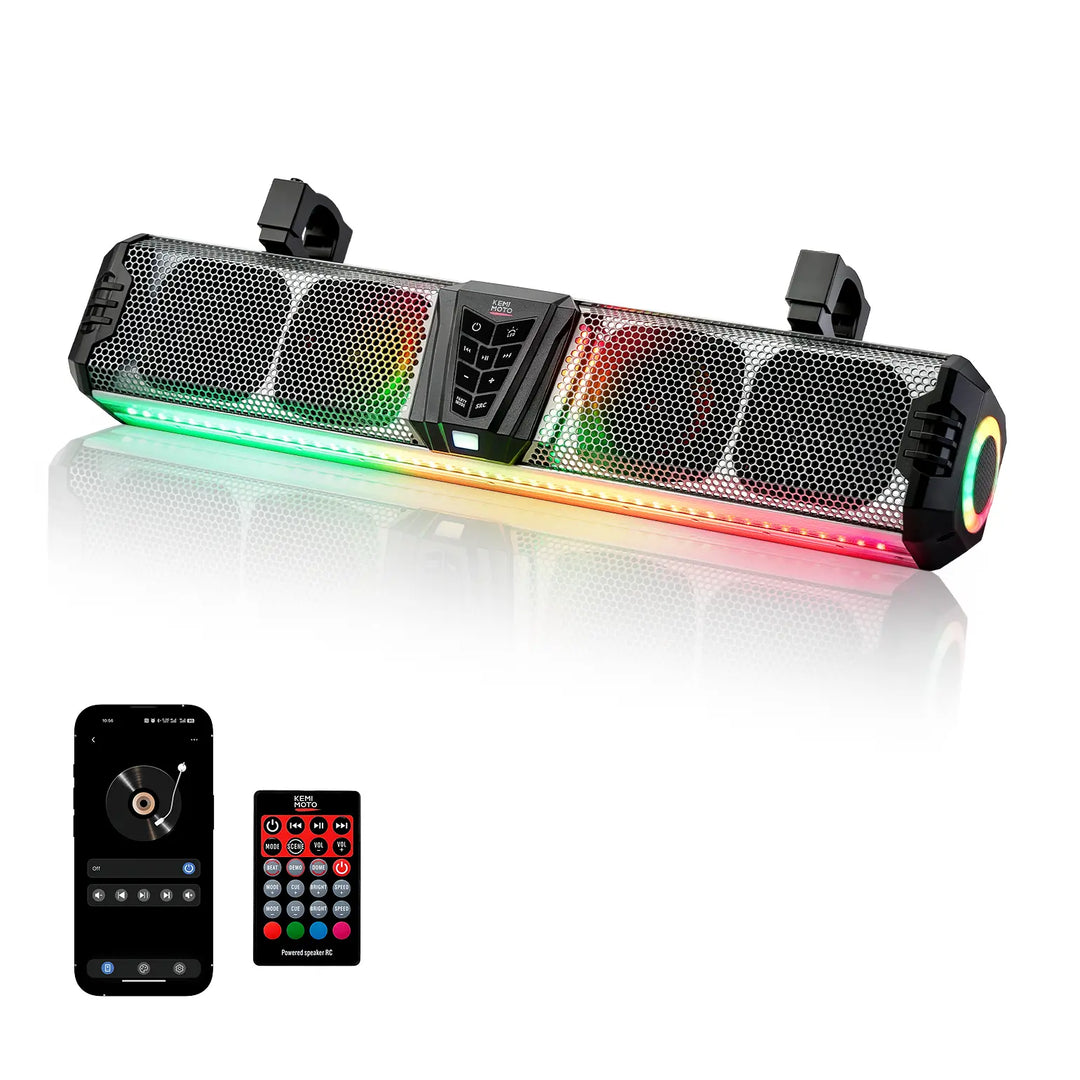KEMIMOTO Midnight S60 26" Aluminum 4-Speaker RGB Soundbar Silver