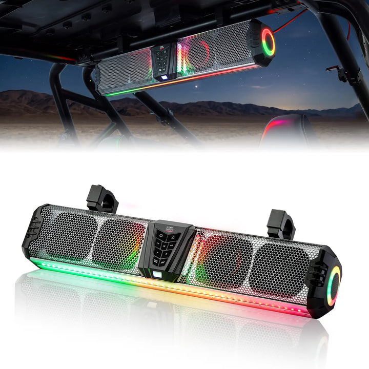 KEMIMOTO Midnight S60 26" Aluminum 4-Speaker RGB Soundbar Silver