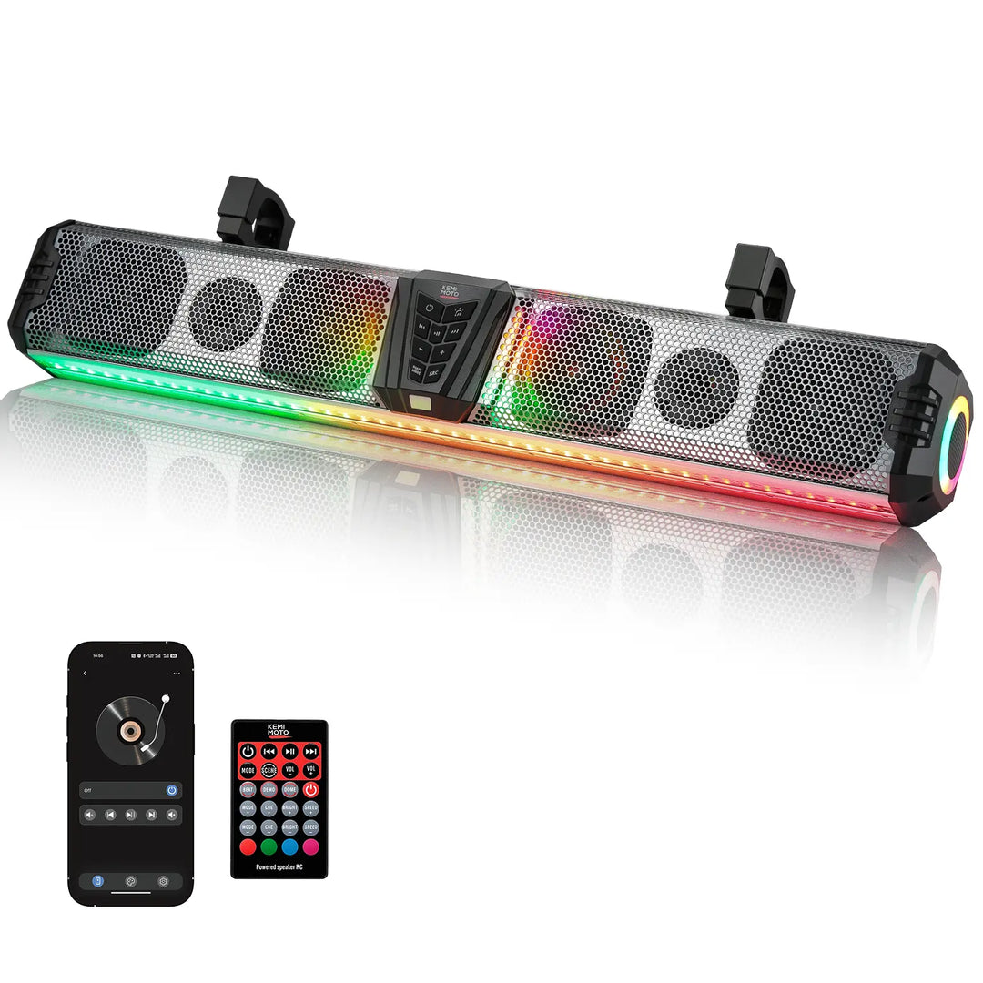 KEMIMOTO Midnight S80 32" Aluminum 6-Speaker RGB Soundbar Silver