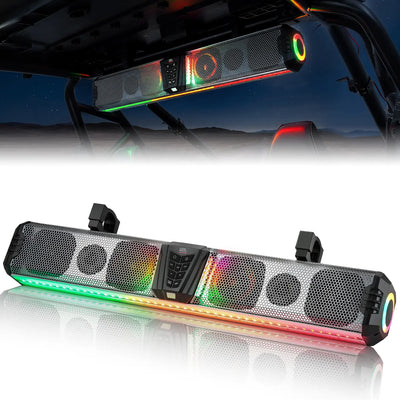 KEMIMOTO Midnight S80 32" Aluminum 6-Speaker RGB Soundbar Silver