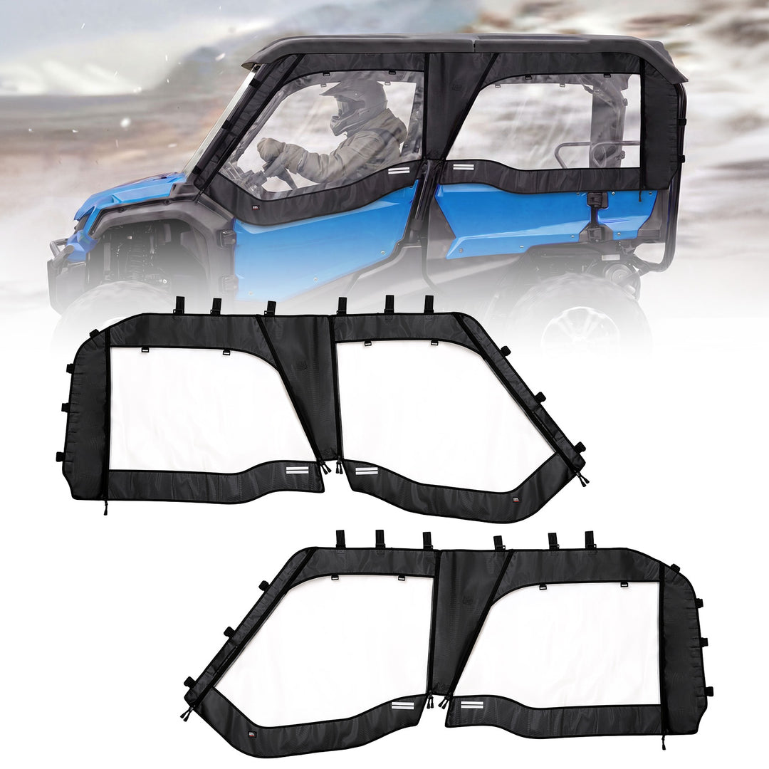 KEMIMOTO Soft Upper Doors for Honda Pioneer 1000-5 with Straight YKK Double Zippers and Anti-Slip Webbing