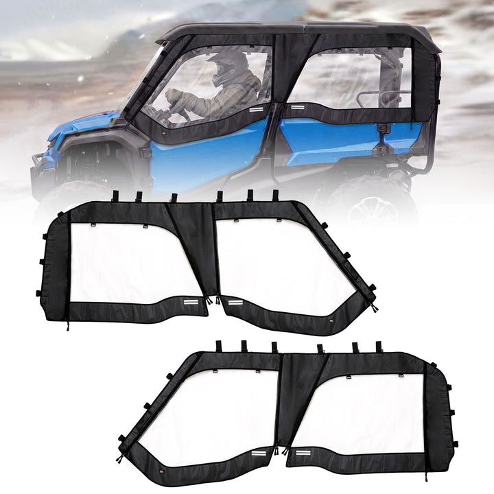 KEMIMOTO Soft Upper Doors for Honda Pioneer 1000-5 with Straight YKK Double Zippers and Anti-Slip Webbing