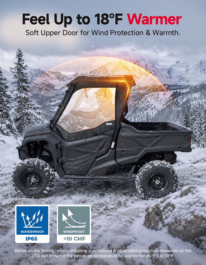 KEMIMOTO Soft Upper Doors for Honda Pioneer 1000 2016-2025 with YKK Zippers