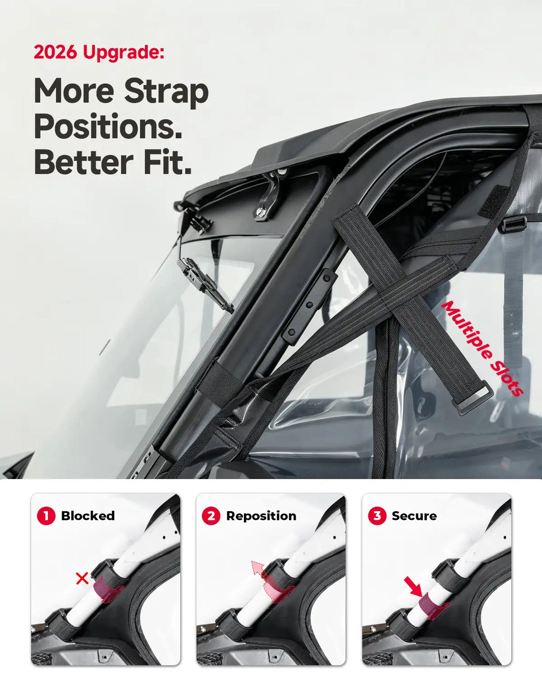 KEMIMOTO UTV Soft Doors Compatible with Polaris Ranger XP 1000 and Ranger 1000 2017-2026