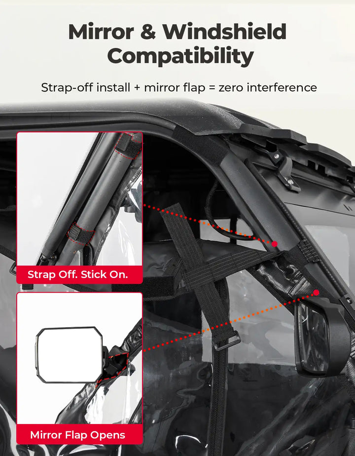 KEMIMOTO UTV Soft Doors Compatible with Polaris Ranger XP 1000 and Ranger 1000 2017-2026
