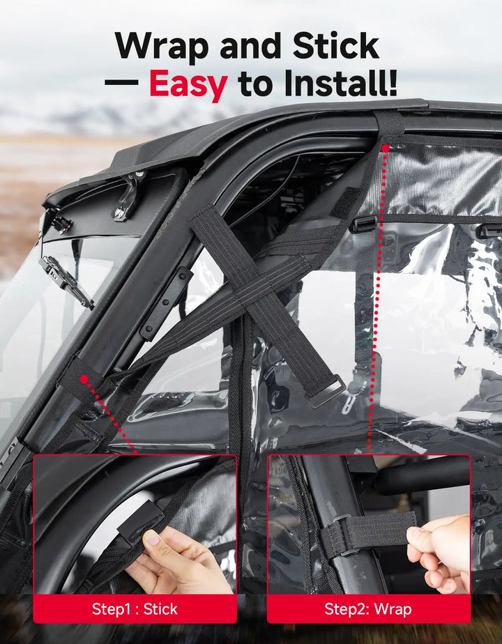 KEMIMOTO UTV Soft Doors Compatible with Polaris Ranger XP 1000 and Ranger 1000 2017-2026