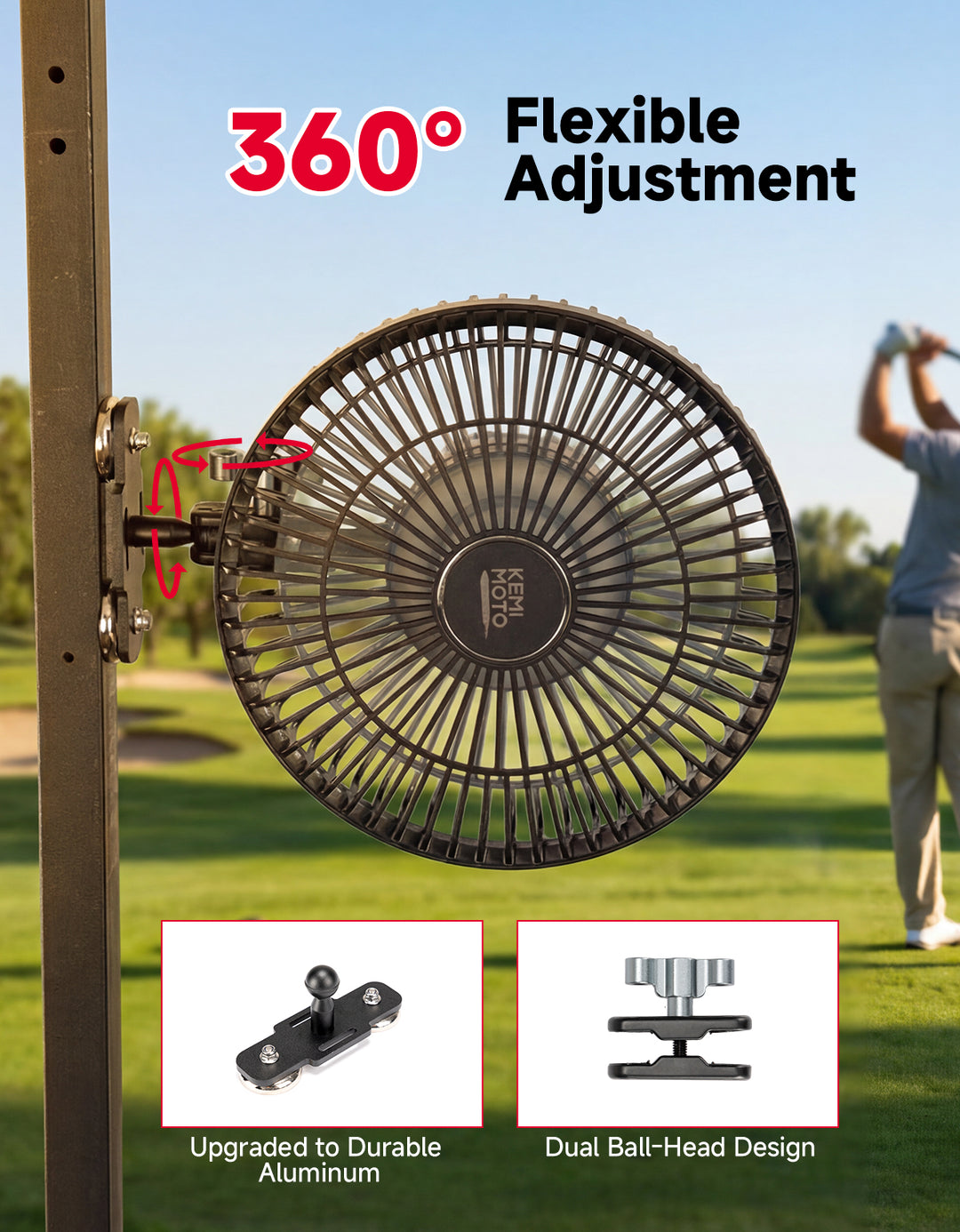 Magnetic Fan for Golf Cart & Forklift, EZGO RXV, Club Car (1-Pack)