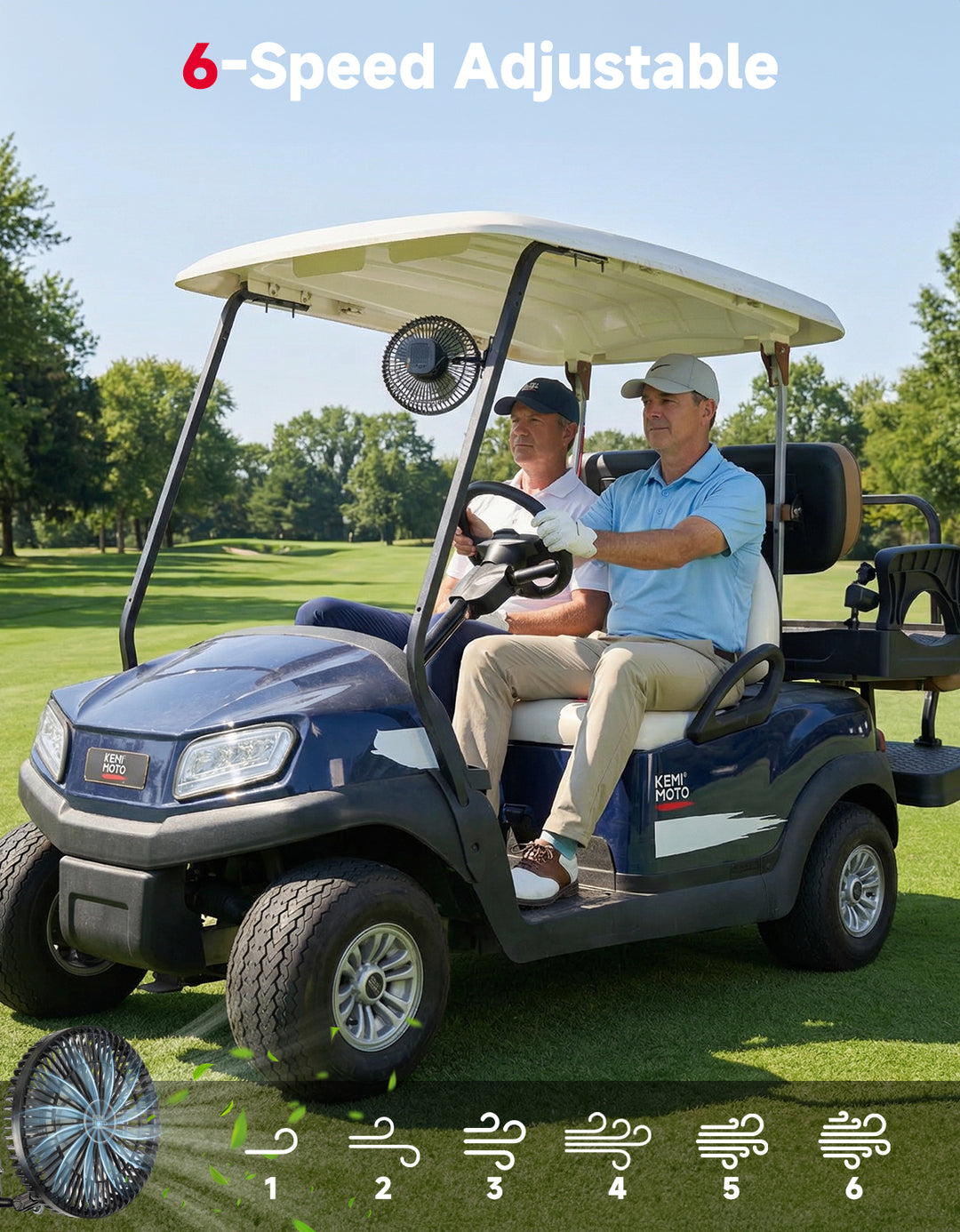 Magnetic Fan for Golf Cart & Forklift, EZGO RXV, Club Car (1-Pack)