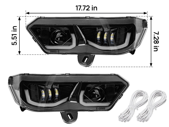 LED Headlights Assembly Kit for Can-Am Defender HD10|9|8|7|5 - Kemimoto