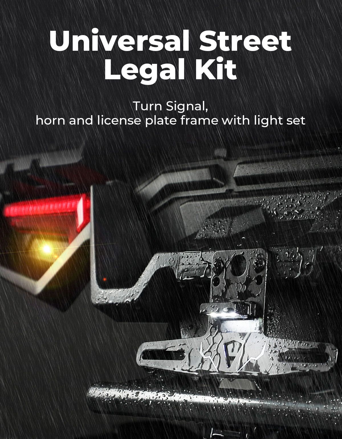 UTV Turn Signal Kit with 110D Horn and License Plate Holder with Light for Polaris, Can-Am, Teryx, CFMOTO