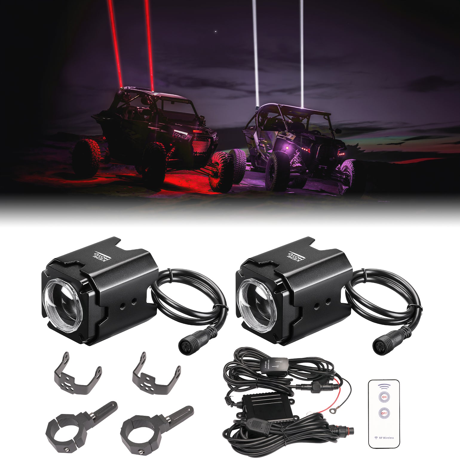 UTV Spot Beam Pod Lights w/ 1.5''-2'' Tube Clamp Kit for Can-Am Polaris CFMOTO