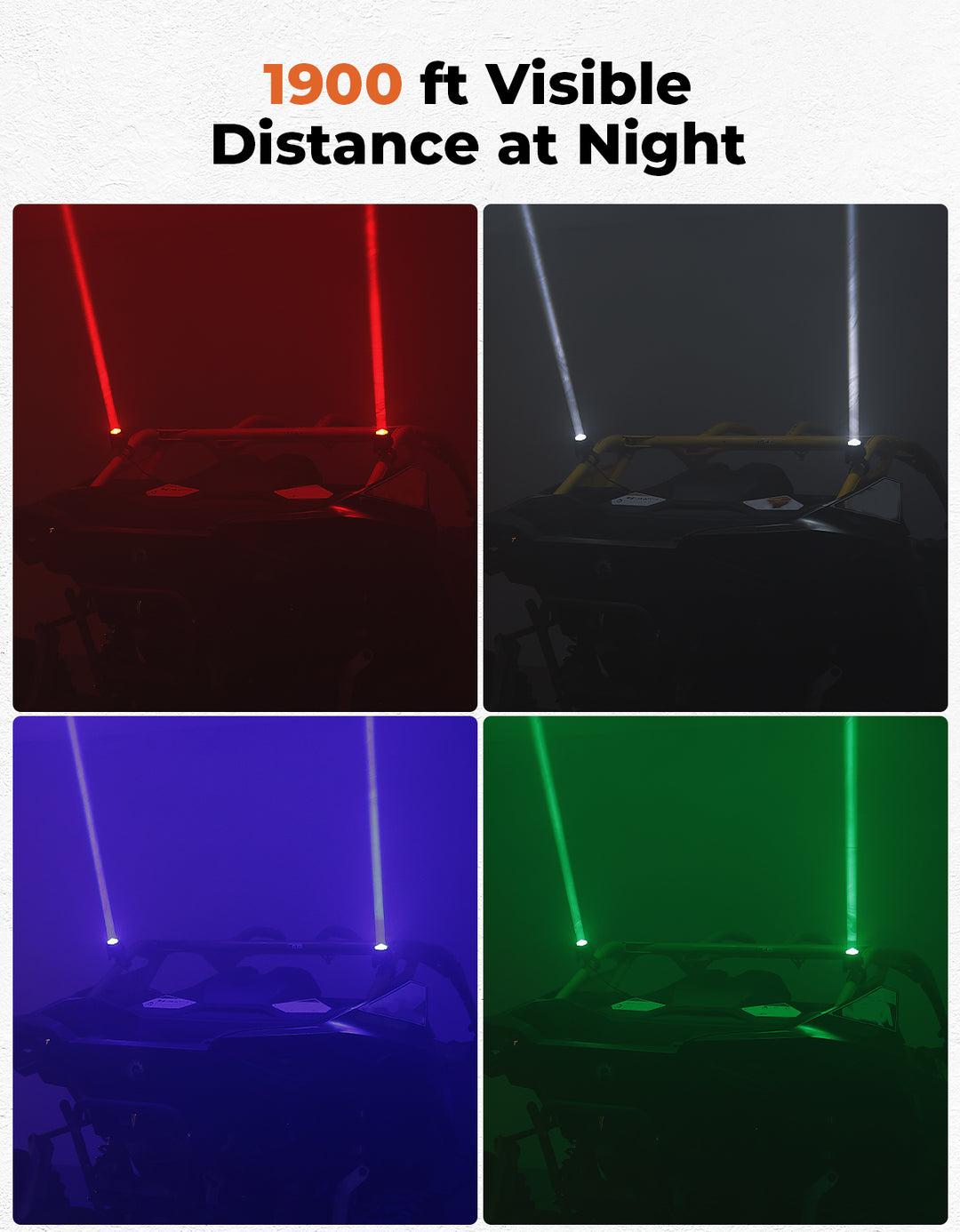 UTV Bluetooth Sound & Light Combo Kit for Can-Am / Polaris / CFMOTO (1.5"-2.25" Roll Bar)