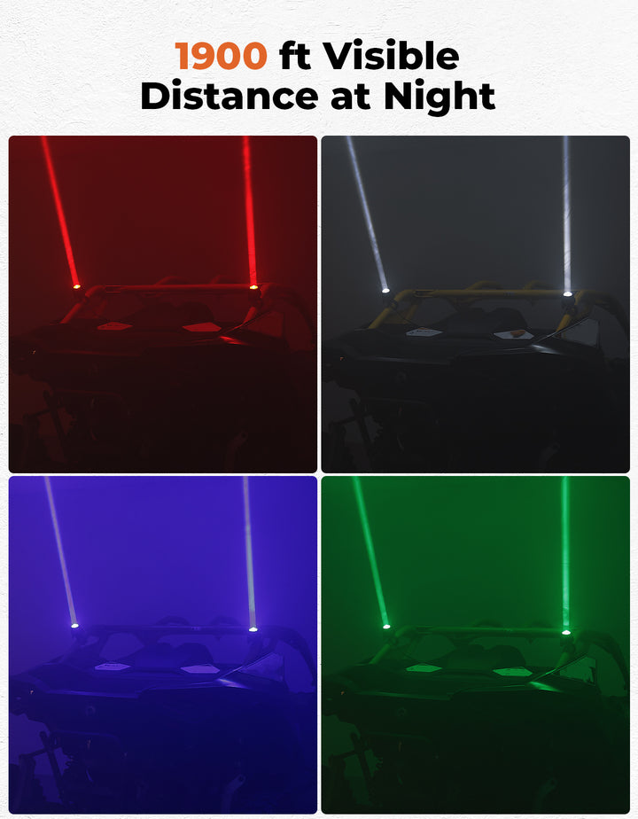 UTV Bluetooth Sound & Light Combo Kit for Can-Am / Polaris / CFMOTO (1.5"-2.25" Roll Bar)